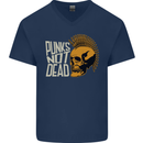 Punks Not Dead Skinhead Skull Mens V-Neck Cotton T-Shirt Navy Blue