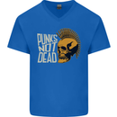 Punks Not Dead Skinhead Skull Mens V-Neck Cotton T-Shirt Royal Blue