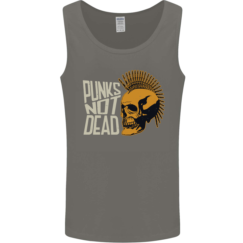 Punks Not Dead Skinhead Skull Mens Vest Tank Top Charcoal