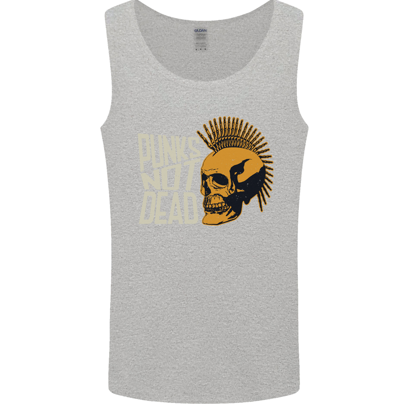 Punks Not Dead Skinhead Skull Mens Vest Tank Top Sports Grey