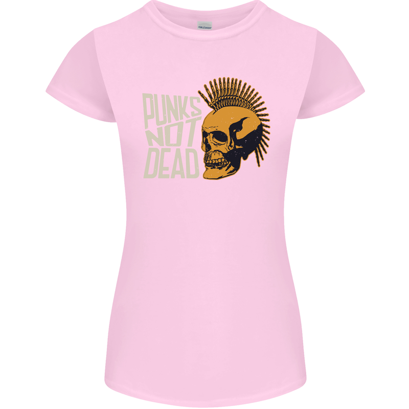 Punks Not Dead Skinhead Skull Womens Petite Cut T-Shirt Light Pink