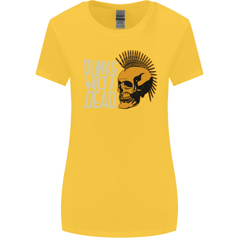 Punks Not Dead Skinhead Skull Womens Wider Cut T-Shirt Yellow