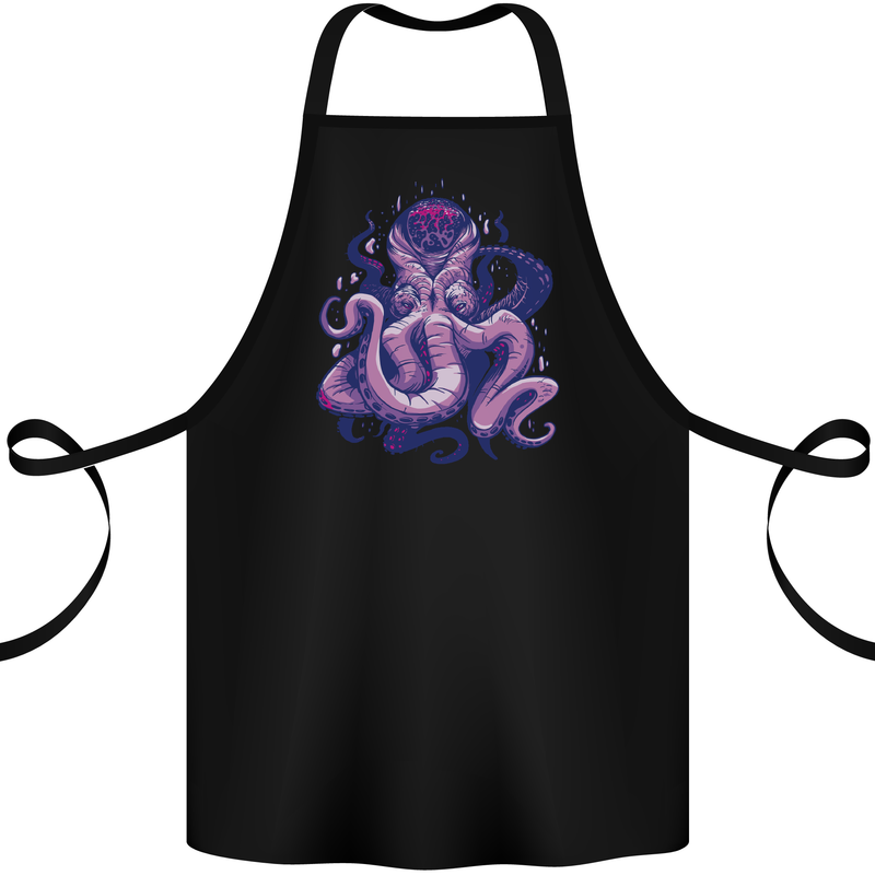 Purple Cthulhu Kraken Octopus Cotton Apron 100% Organic Black