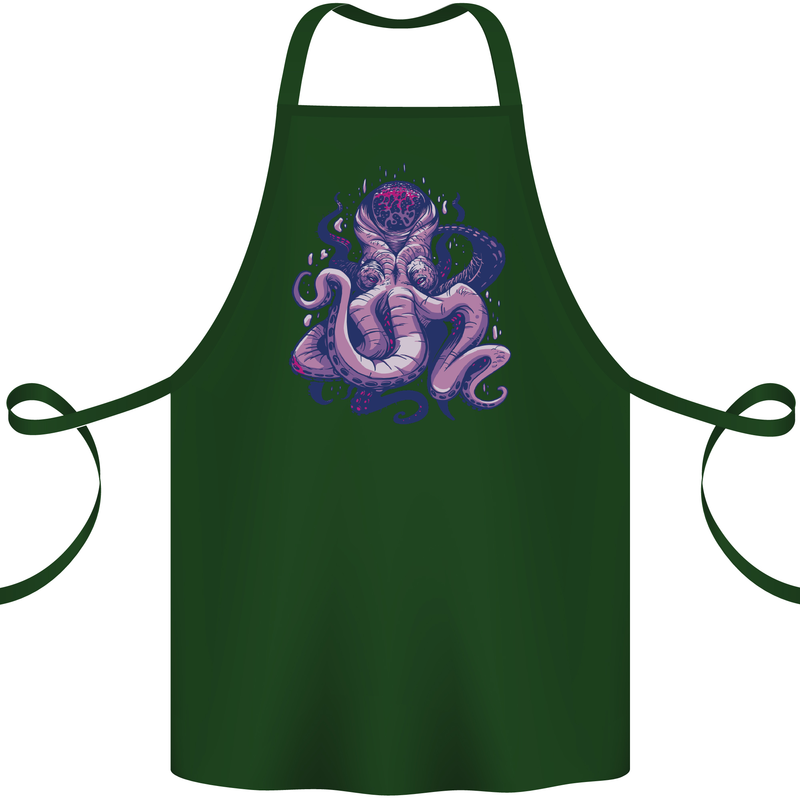 Purple Cthulhu Kraken Octopus Cotton Apron 100% Organic Forest Green