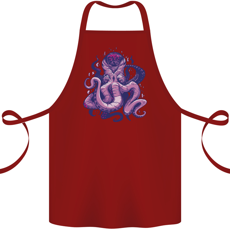 Purple Cthulhu Kraken Octopus Cotton Apron 100% Organic Maroon