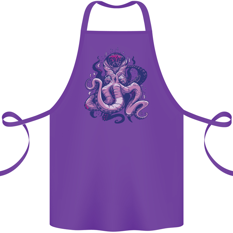 Purple Cthulhu Kraken Octopus Cotton Apron 100% Organic Purple