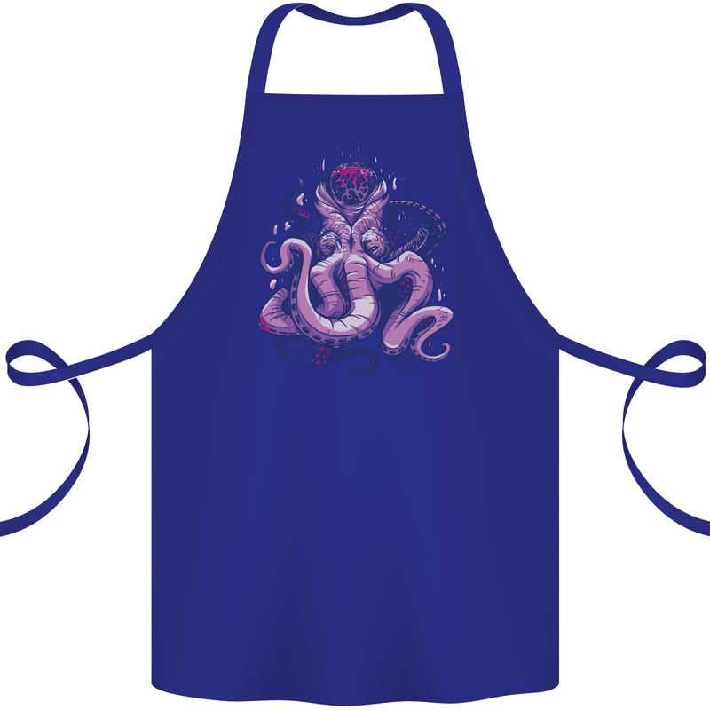 Purple Cthulhu Kraken Octopus Cotton Apron 100% Organic Royal Blue