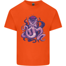Purple Cthulhu Kraken Octopus Kids T-Shirt Childrens Orange