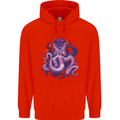 Purple Cthulhu Kraken Octopus Mens 80% Cotton Hoodie Bright Red