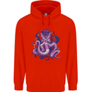 Purple Cthulhu Kraken Octopus Mens 80% Cotton Hoodie Bright Red