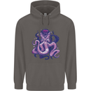 Purple Cthulhu Kraken Octopus Mens 80% Cotton Hoodie Charcoal