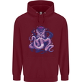 Purple Cthulhu Kraken Octopus Mens 80% Cotton Hoodie Maroon