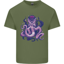 Purple Cthulhu Kraken Octopus Mens Cotton T-Shirt Tee Top Military Green