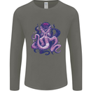 Purple Cthulhu Kraken Octopus Mens Long Sleeve T-Shirt Charcoal