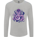 Purple Cthulhu Kraken Octopus Mens Long Sleeve T-Shirt Sports Grey