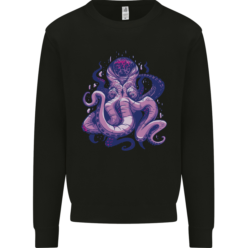 Purple Cthulhu Kraken Octopus Mens Sweatshirt Jumper Black