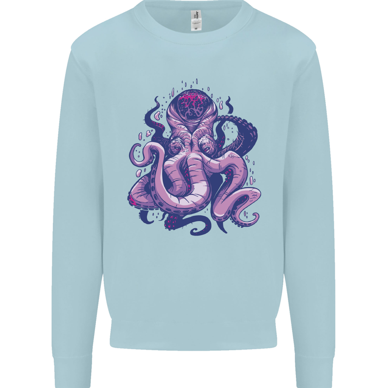 Purple Cthulhu Kraken Octopus Mens Sweatshirt Jumper Light Blue