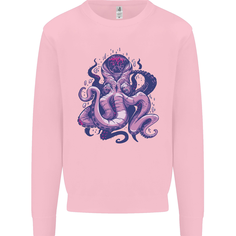 Purple Cthulhu Kraken Octopus Mens Sweatshirt Jumper Light Pink