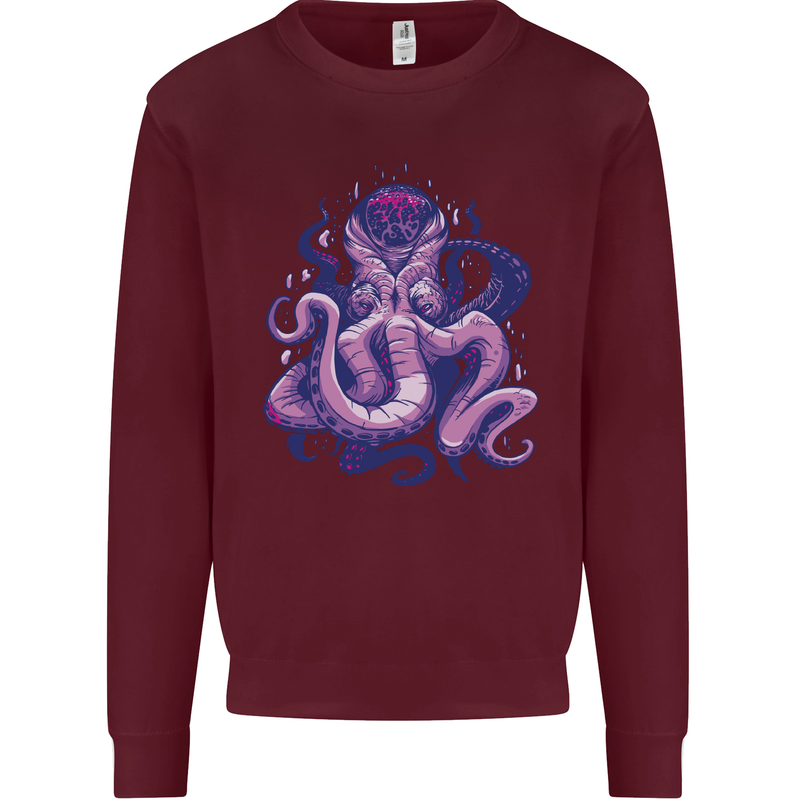 Purple Cthulhu Kraken Octopus Mens Sweatshirt Jumper Maroon