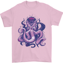 Purple Cthulhu Kraken Octopus Mens T-Shirt Cotton Gildan Light Pink