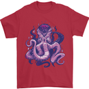 Purple Cthulhu Kraken Octopus Mens T-Shirt Cotton Gildan Red