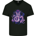 Purple Cthulhu Kraken Octopus Mens V-Neck Cotton T-Shirt Black
