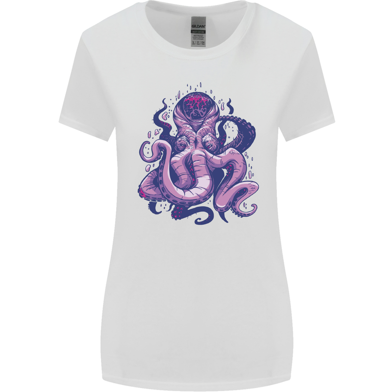 Purple Cthulhu Kraken Octopus Womens Wider Cut T-Shirt White