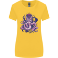 Purple Cthulhu Kraken Octopus Womens Wider Cut T-Shirt Yellow