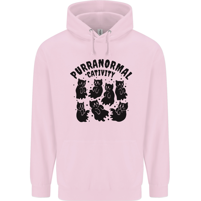 Purranormal Cativity Funny Cat Halloween Childrens Kids Hoodie Light Pink