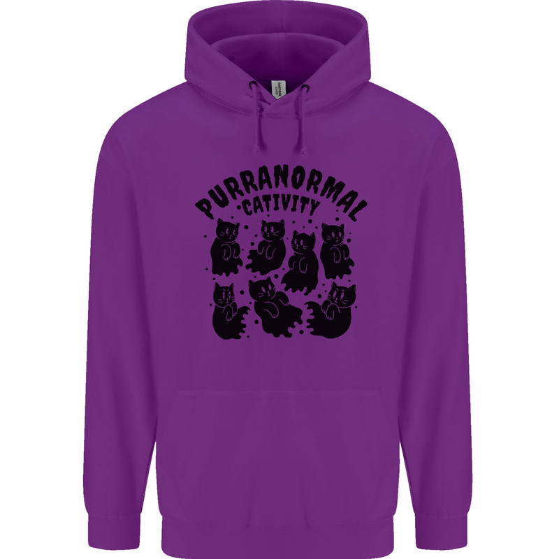 Purranormal Cativity Funny Cat Halloween Childrens Kids Hoodie Purple