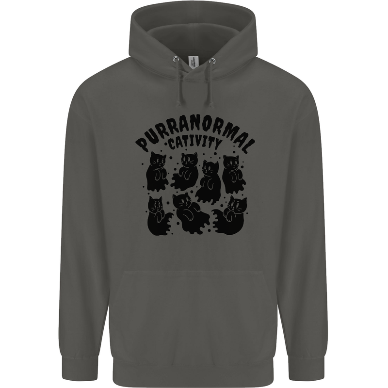 Purranormal Cativity Funny Cat Halloween Childrens Kids Hoodie Storm Grey