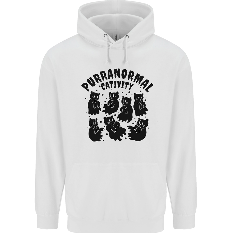 Purranormal Cativity Funny Cat Halloween Childrens Kids Hoodie White