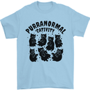 Purranormal Cativity Funny Cat Halloween Mens T-Shirt Cotton Gildan Light Blue