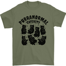 Purranormal Cativity Funny Cat Halloween Mens T-Shirt Cotton Gildan Military Green