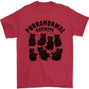 Purranormal Cativity Funny Cat Halloween Mens T-Shirt Cotton Gildan Red