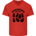 Purranormal Cativity Funny Cat Halloween Mens V-Neck Cotton T-Shirt Red