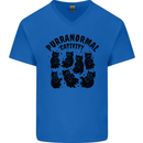 Purranormal Cativity Funny Cat Halloween Mens V-Neck Cotton T-Shirt Royal Blue