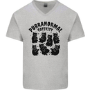 Purranormal Cativity Funny Cat Halloween Mens V-Neck Cotton T-Shirt Sports Grey