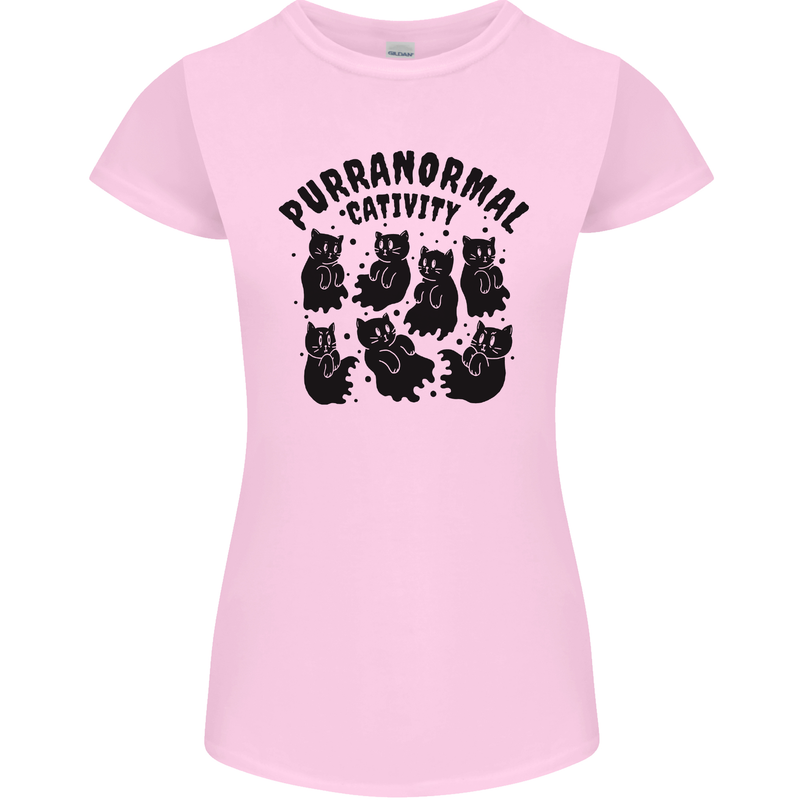 Purranormal Cativity Funny Cat Halloween Womens Petite Cut T-Shirt Light Pink