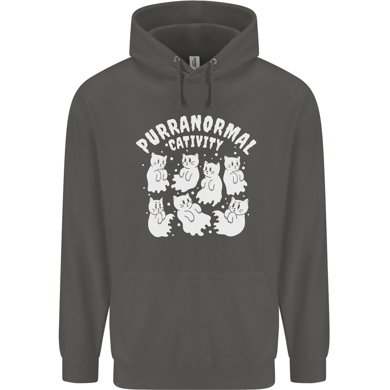 Purranormal Cativity Funny Halloween Cat Childrens Kids Hoodie Storm Grey