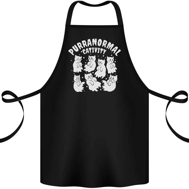 Purranormal Cativity Funny Halloween Cat Cotton Apron 100% Organic Black