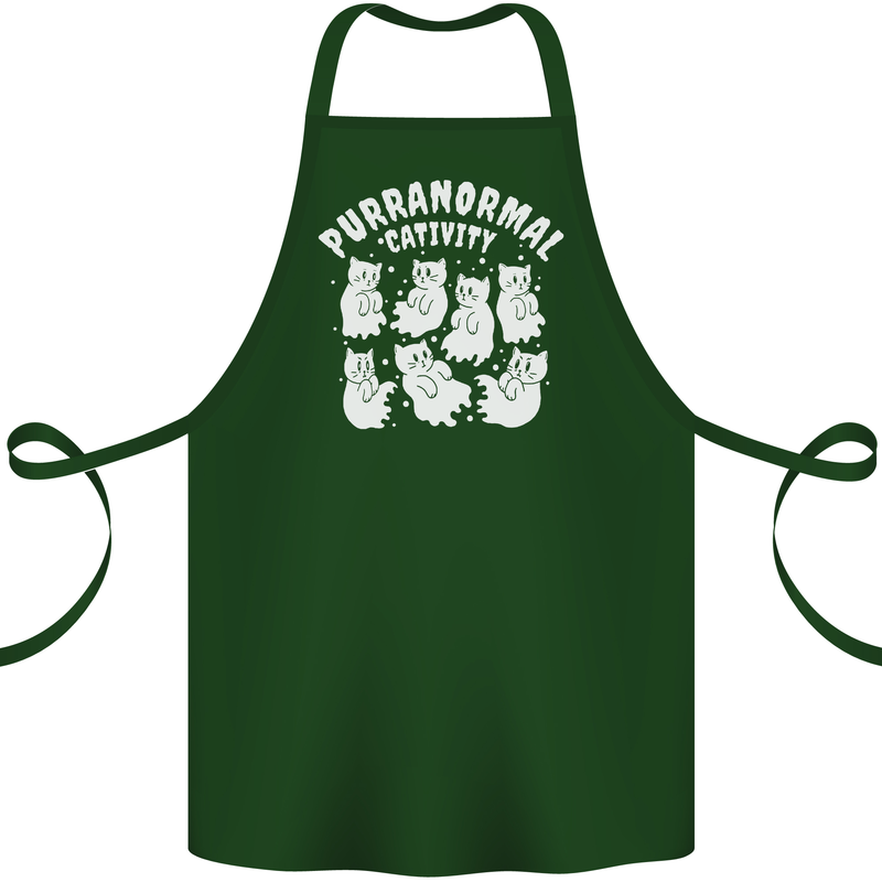 Purranormal Cativity Funny Halloween Cat Cotton Apron 100% Organic Forest Green