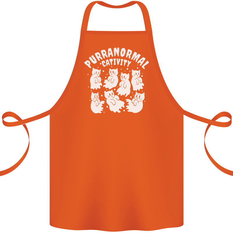 Purranormal Cativity Funny Halloween Cat Cotton Apron 100% Organic Orange
