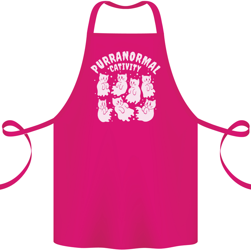 Purranormal Cativity Funny Halloween Cat Cotton Apron 100% Organic Pink