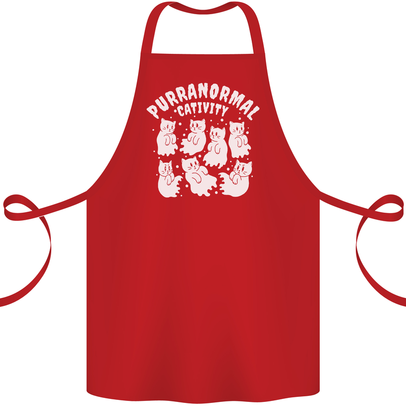 Purranormal Cativity Funny Halloween Cat Cotton Apron 100% Organic Red