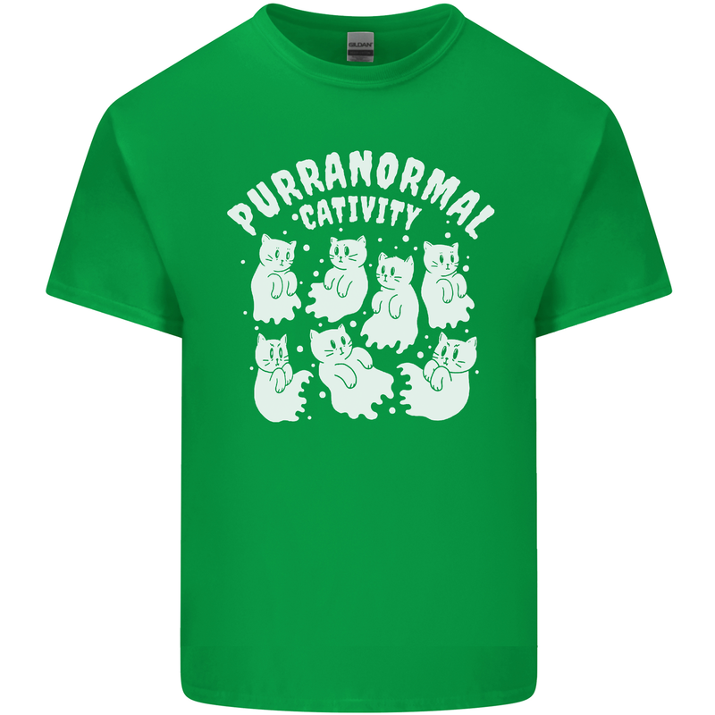 Purranormal Cativity Funny Halloween Cat Kids T-Shirt Childrens Irish Green