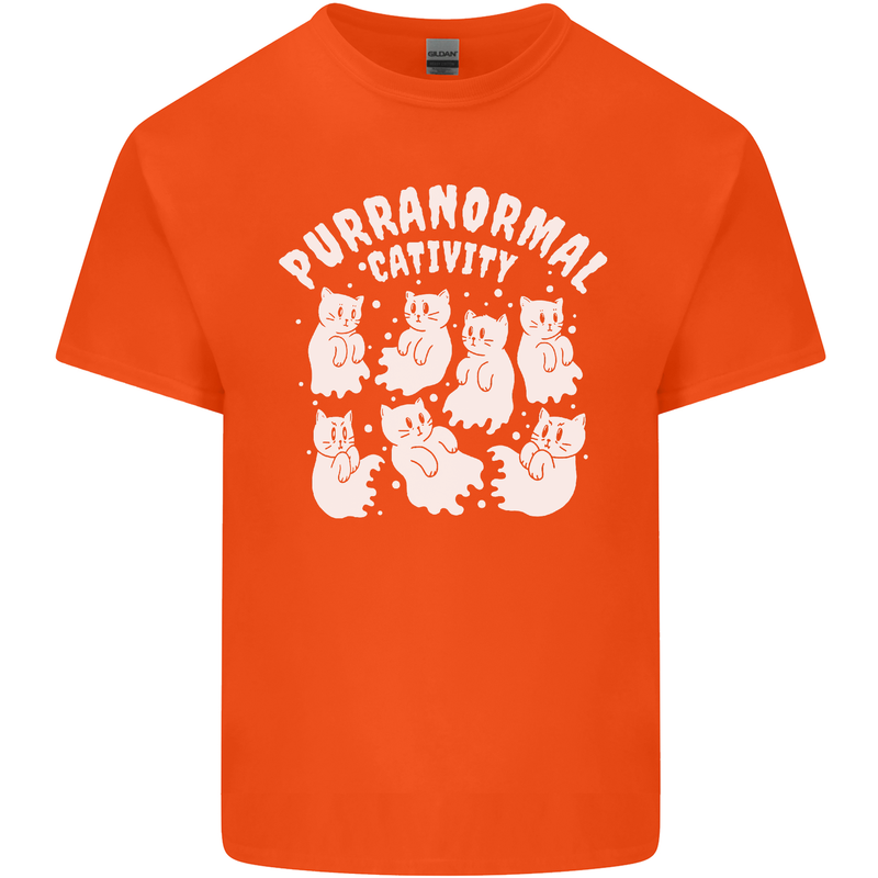 Purranormal Cativity Funny Halloween Cat Kids T-Shirt Childrens Orange