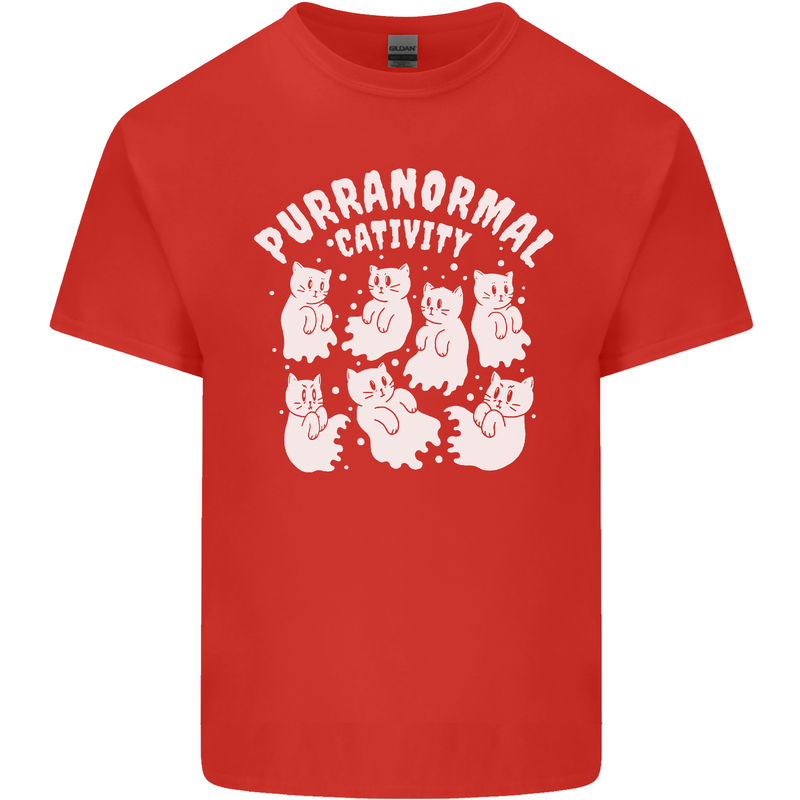 Purranormal Cativity Funny Halloween Cat Kids T-Shirt Childrens Red