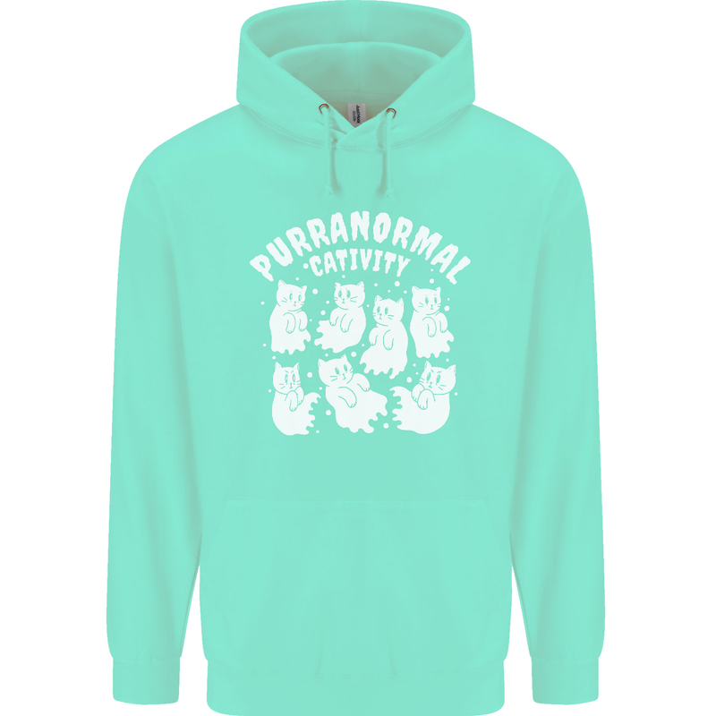 Purranormal Cativity Funny Halloween Cat Mens 80% Cotton Hoodie Peppermint