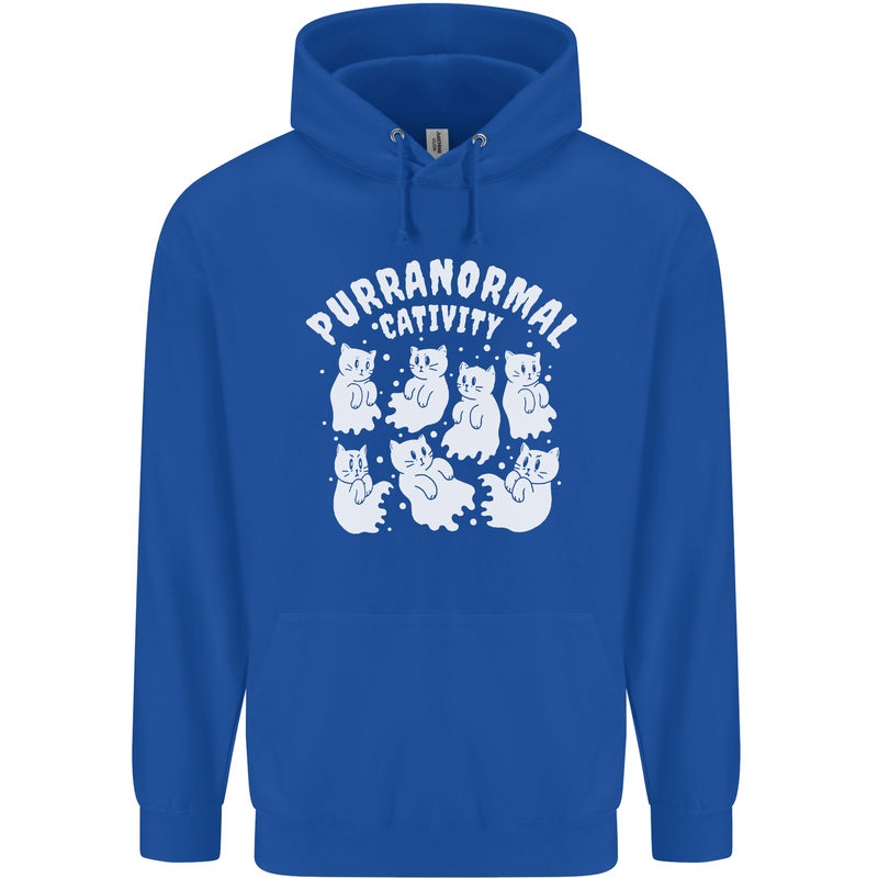 Purranormal Cativity Funny Halloween Cat Mens 80% Cotton Hoodie Royal Blue